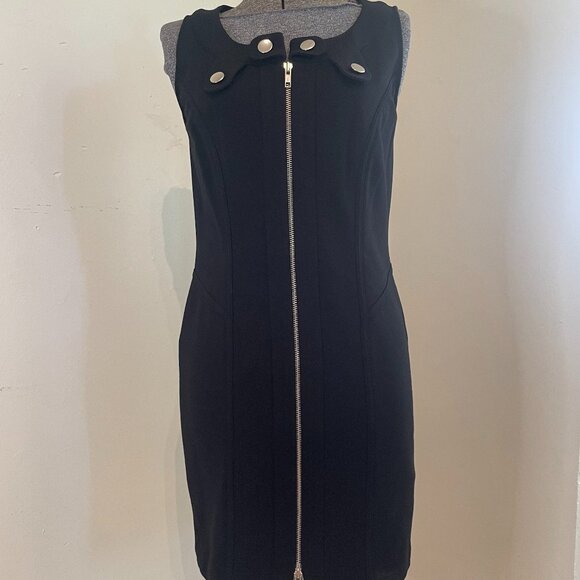 Caché Luxe zip front black bodycon dress, size 2 - Picture 1 of 9